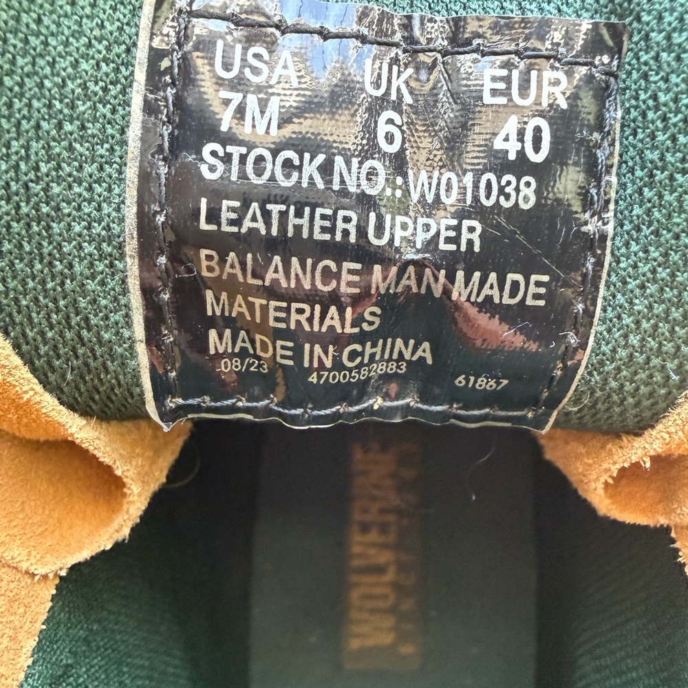 Wolverine Men’s Wheat Nubuck Work Boots 6” | Light Wear | Size 7 - Picture 5 of 7